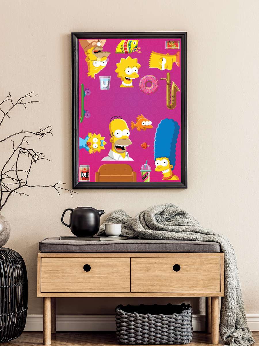 The Simpsons Dizi Tablo Siyah Çerçeveli Dizi Poster Duvar Tablo