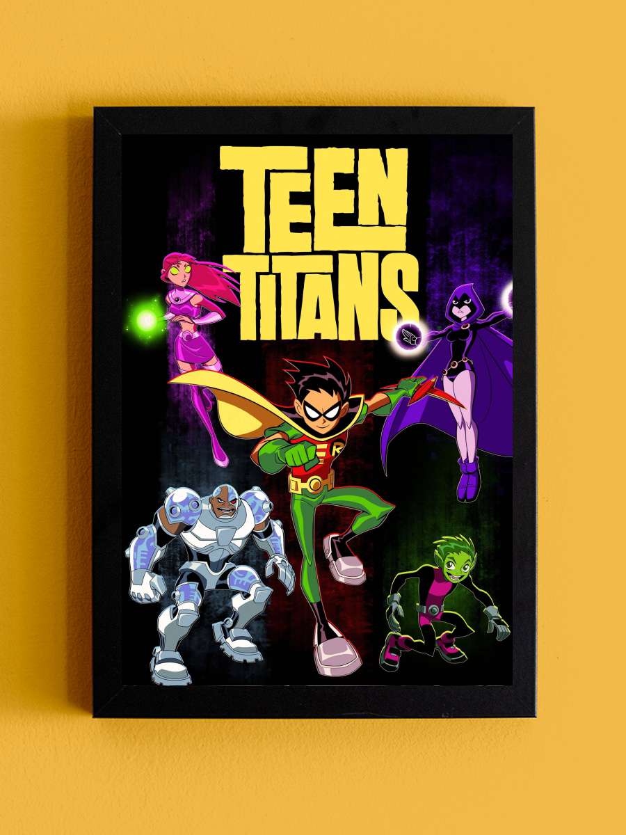 Teen Titans Dizi Tablo Siyah Çerçeveli Dizi Poster Duvar Tablo