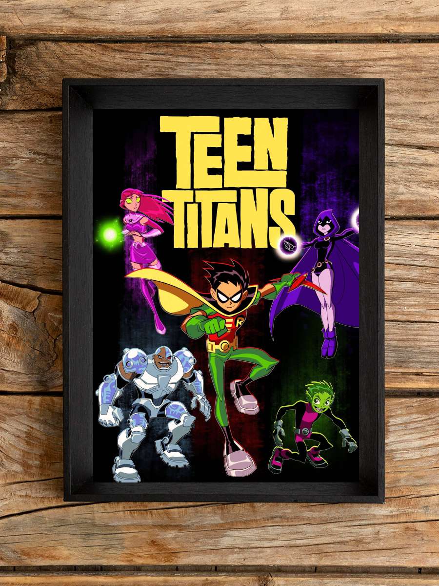 Teen Titans Dizi Tablo Siyah Çerçeveli Dizi Poster Duvar Tablo