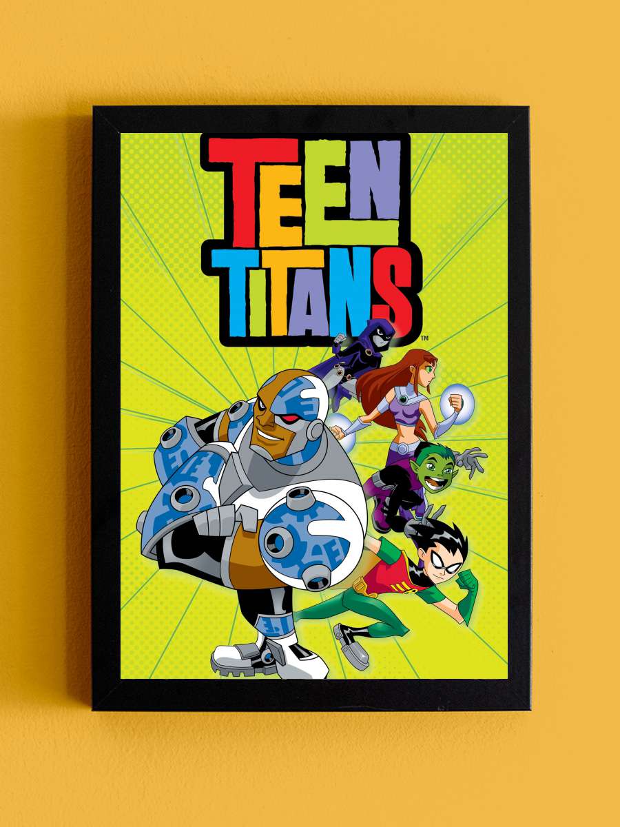 Teen Titans Dizi Tablo Siyah Çerçeveli Dizi Poster Duvar Tablo