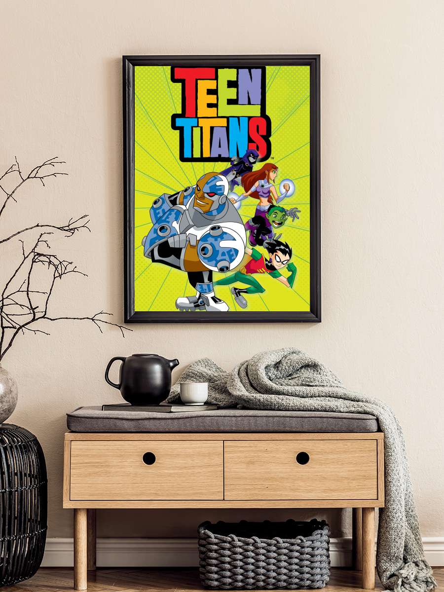 Teen Titans Dizi Tablo Siyah Çerçeveli Dizi Poster Duvar Tablo