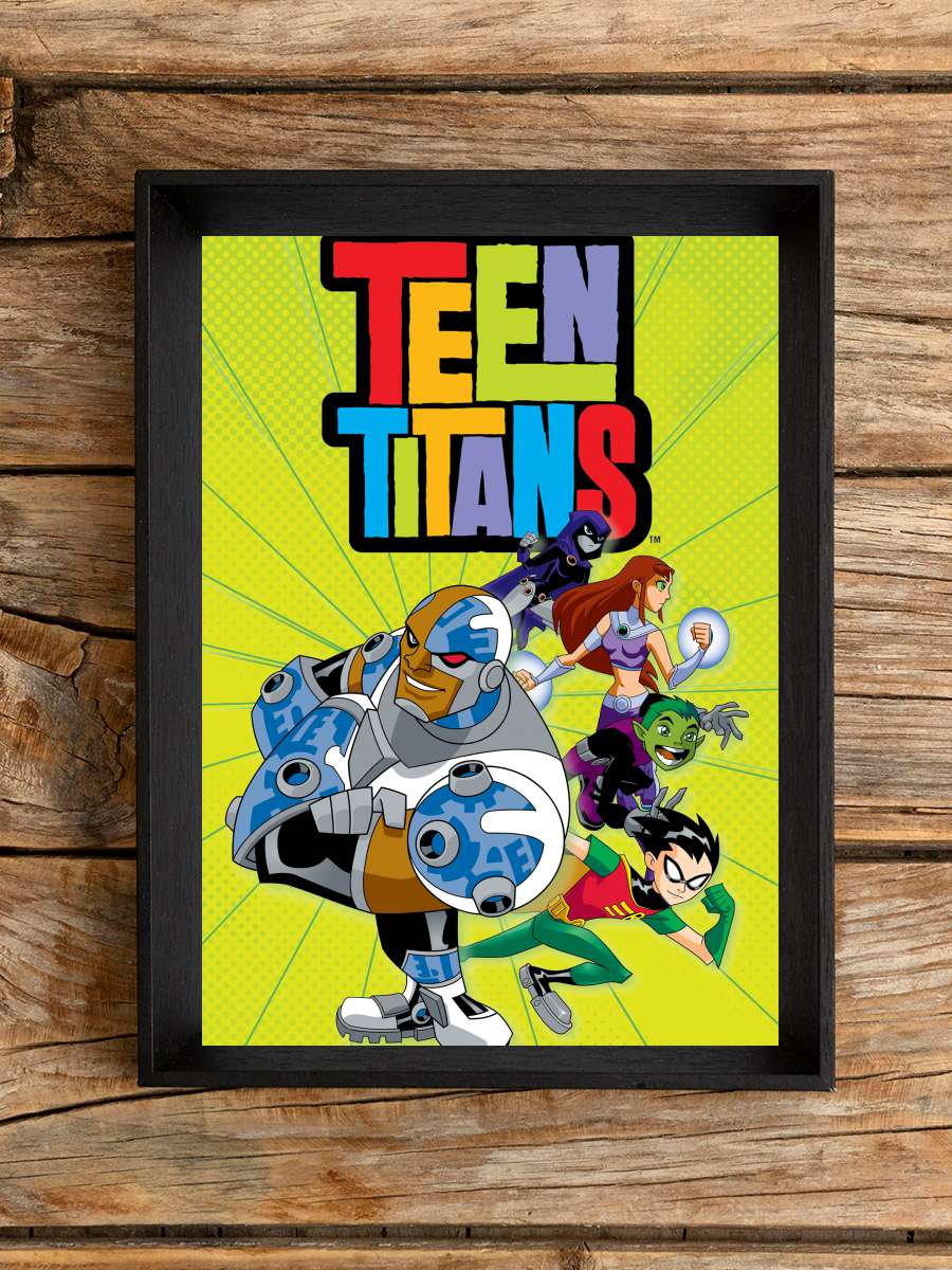 Teen Titans Dizi Tablo Siyah Çerçeveli Dizi Poster Duvar Tablo