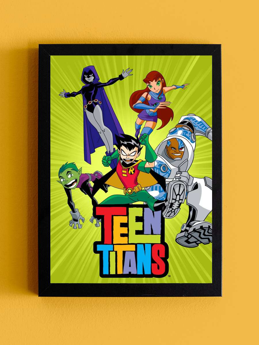 Teen Titans Dizi Tablo Siyah Çerçeveli Dizi Poster Duvar Tablo