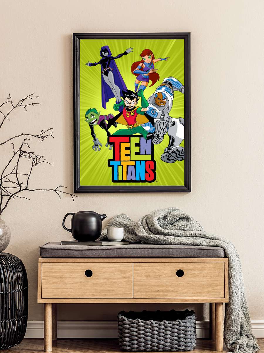 Teen Titans Dizi Tablo Siyah Çerçeveli Dizi Poster Duvar Tablo