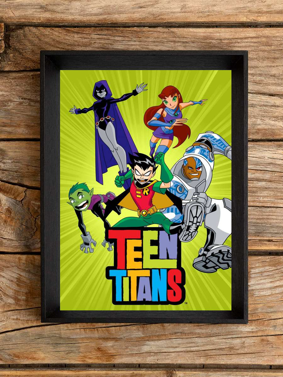 Teen Titans Dizi Tablo Siyah Çerçeveli Dizi Poster Duvar Tablo