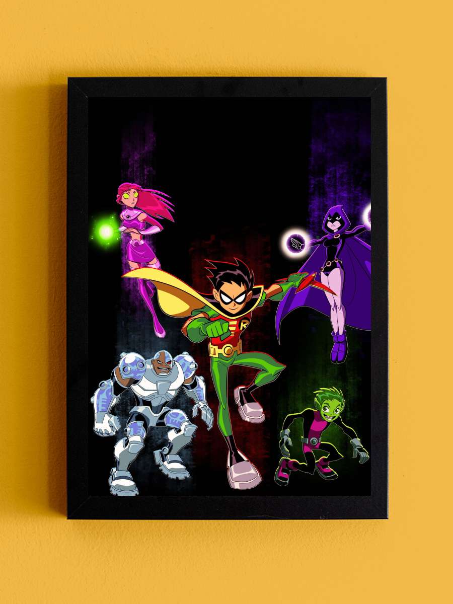 Teen Titans Dizi Tablo Siyah Çerçeveli Dizi Poster Duvar Tablo