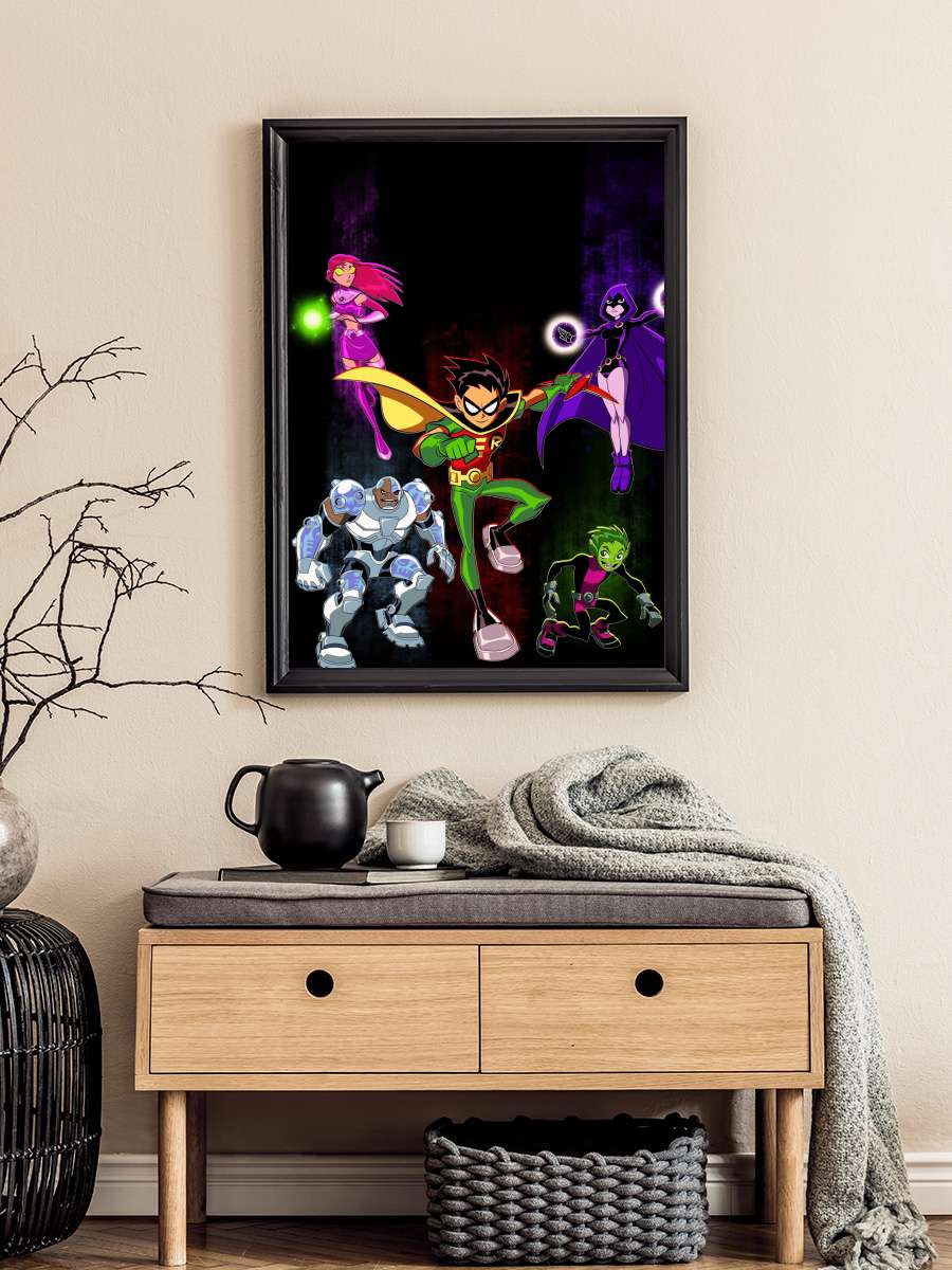 Teen Titans Dizi Tablo Siyah Çerçeveli Dizi Poster Duvar Tablo