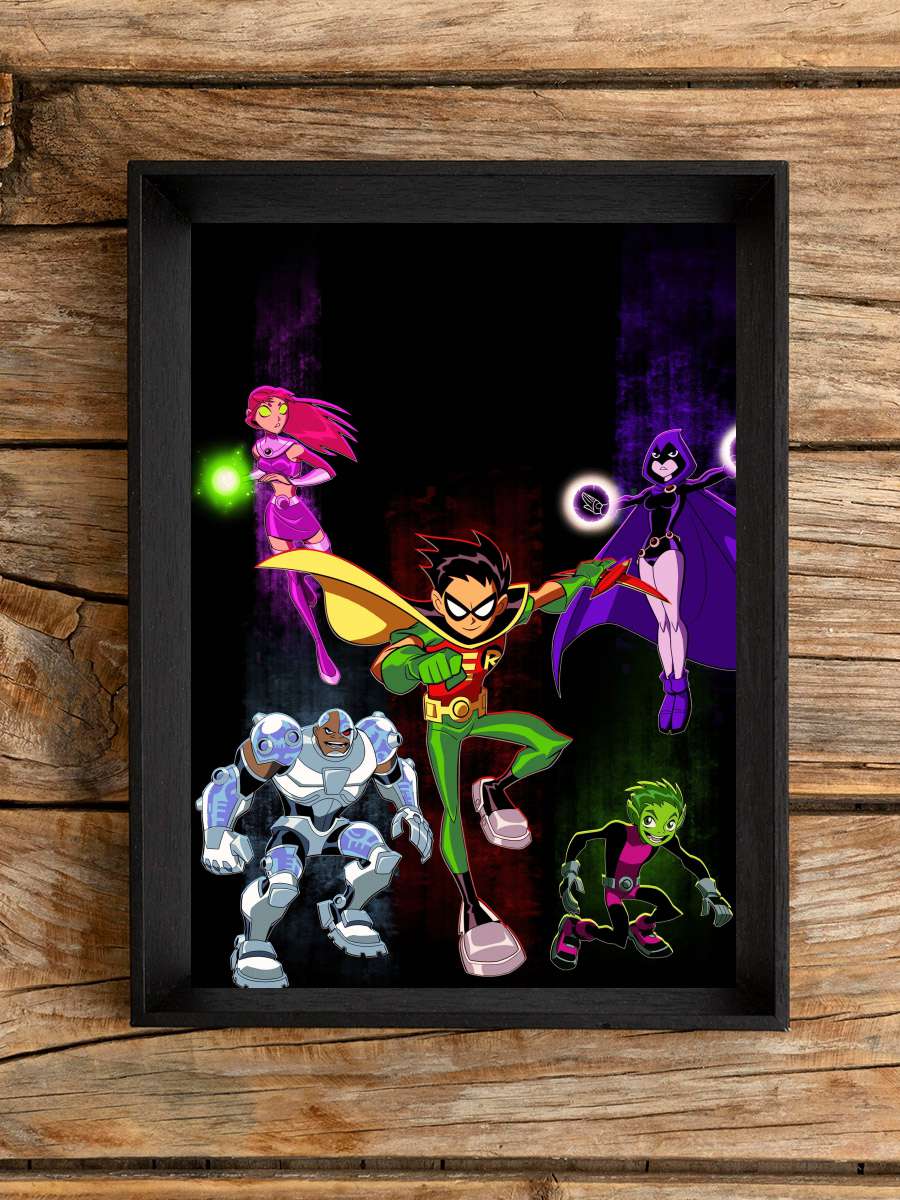 Teen Titans Dizi Tablo Siyah Çerçeveli Dizi Poster Duvar Tablo