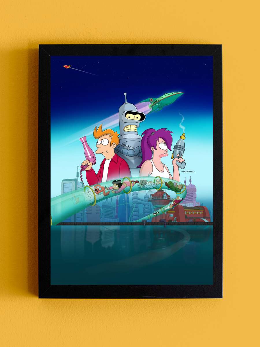 Futurama Dizi Tablo Siyah Çerçeveli Dizi Poster Duvar Tablo