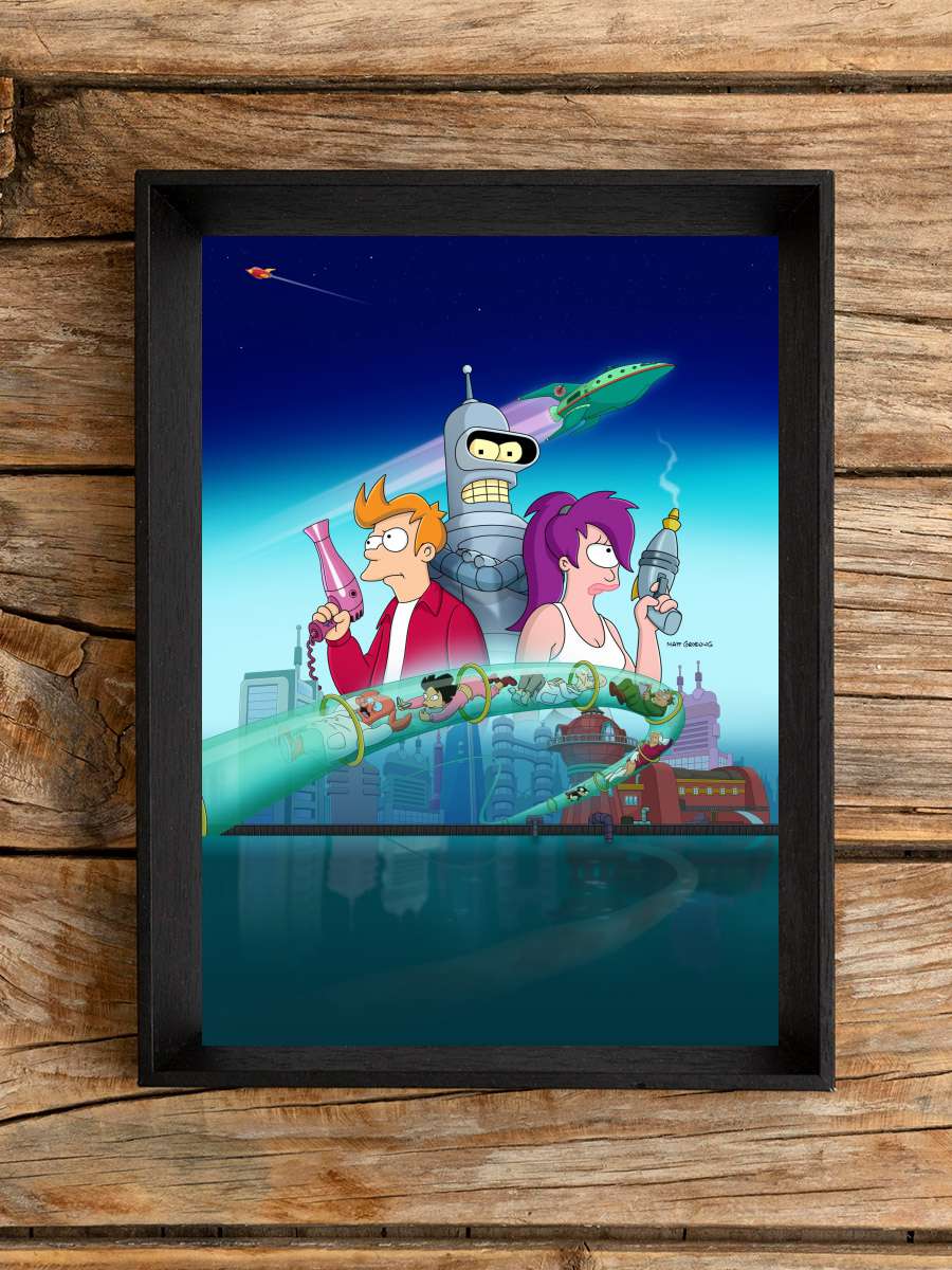 Futurama Dizi Tablo Siyah Çerçeveli Dizi Poster Duvar Tablo