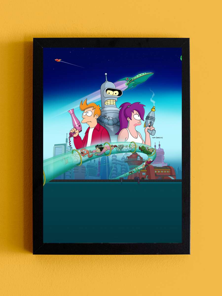 Futurama Dizi Tablo Siyah Çerçeveli Dizi Poster Duvar Tablo