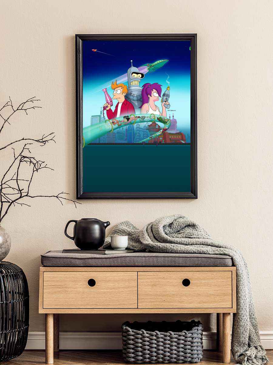 Futurama Dizi Tablo Siyah Çerçeveli Dizi Poster Duvar Tablo