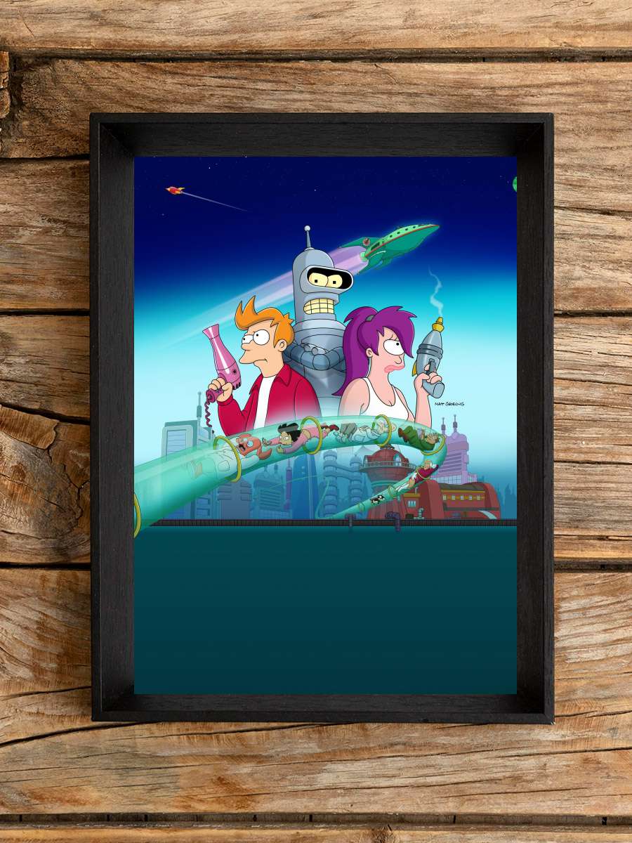 Futurama Dizi Tablo Siyah Çerçeveli Dizi Poster Duvar Tablo