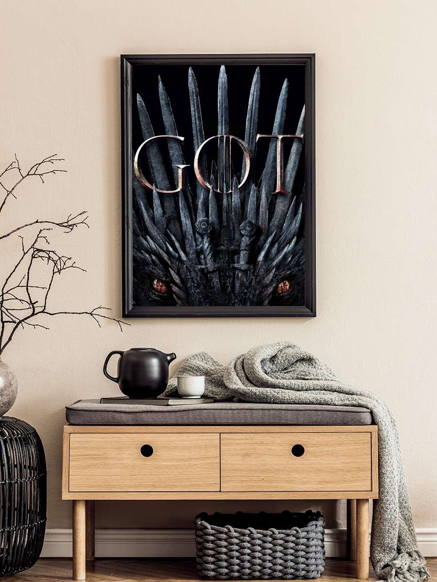 Game of Thrones Dizi Tablo Siyah Çerçeveli Dizi Poster Duvar Tablo