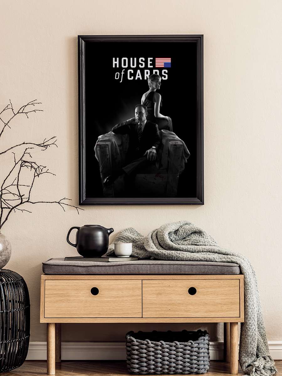 House of Cards Dizi Tablo Siyah Çerçeveli Dizi Poster Duvar Tablo