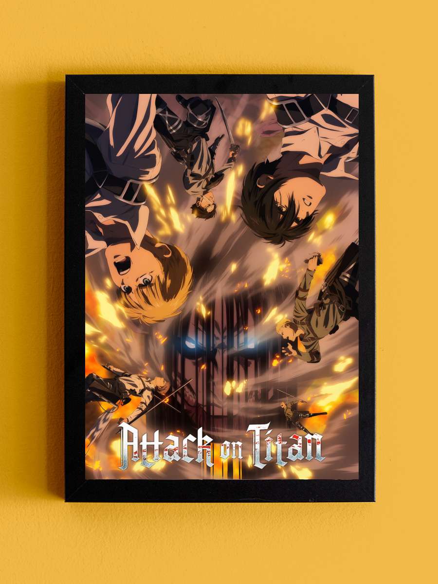 Attack on Titan - 進撃の巨人 Dizi Tablo Siyah Çerçeveli Dizi Poster Duvar Tablo