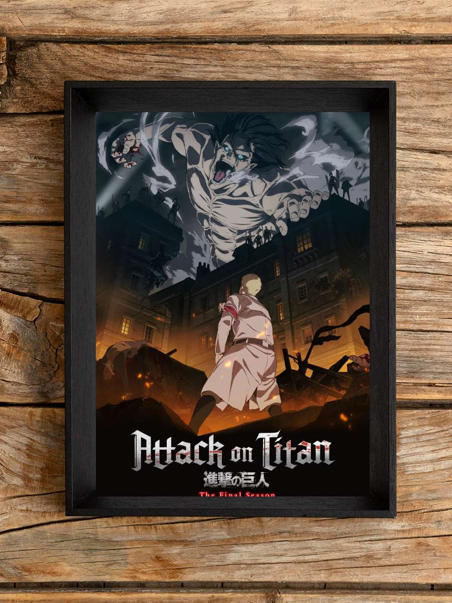 Attack on Titan - 進撃の巨人 Dizi Tablo Siyah Çerçeveli Dizi Poster Duvar Tablo