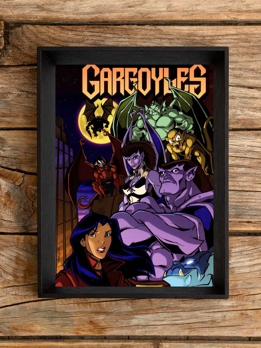 Gargoyles Dizi Tablo Siyah Çerçeveli Dizi Poster Duvar Tablo