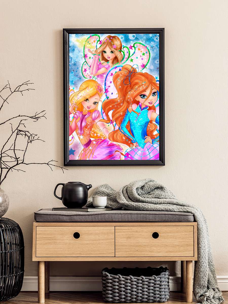 Winx Club Dizi Tablo Siyah Çerçeveli Dizi Poster Duvar Tablo