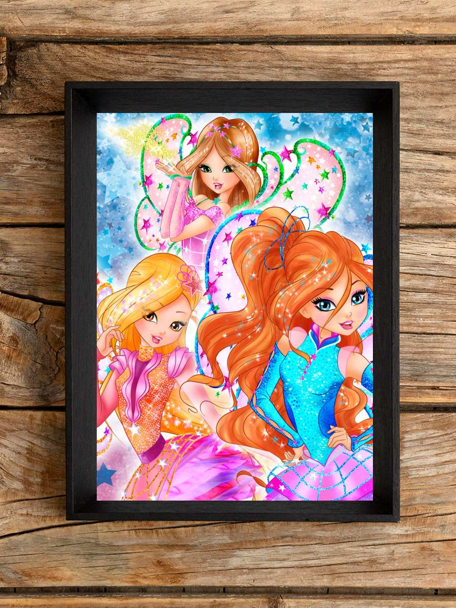 Winx Club Dizi Tablo Siyah Çerçeveli Dizi Poster Duvar Tablo