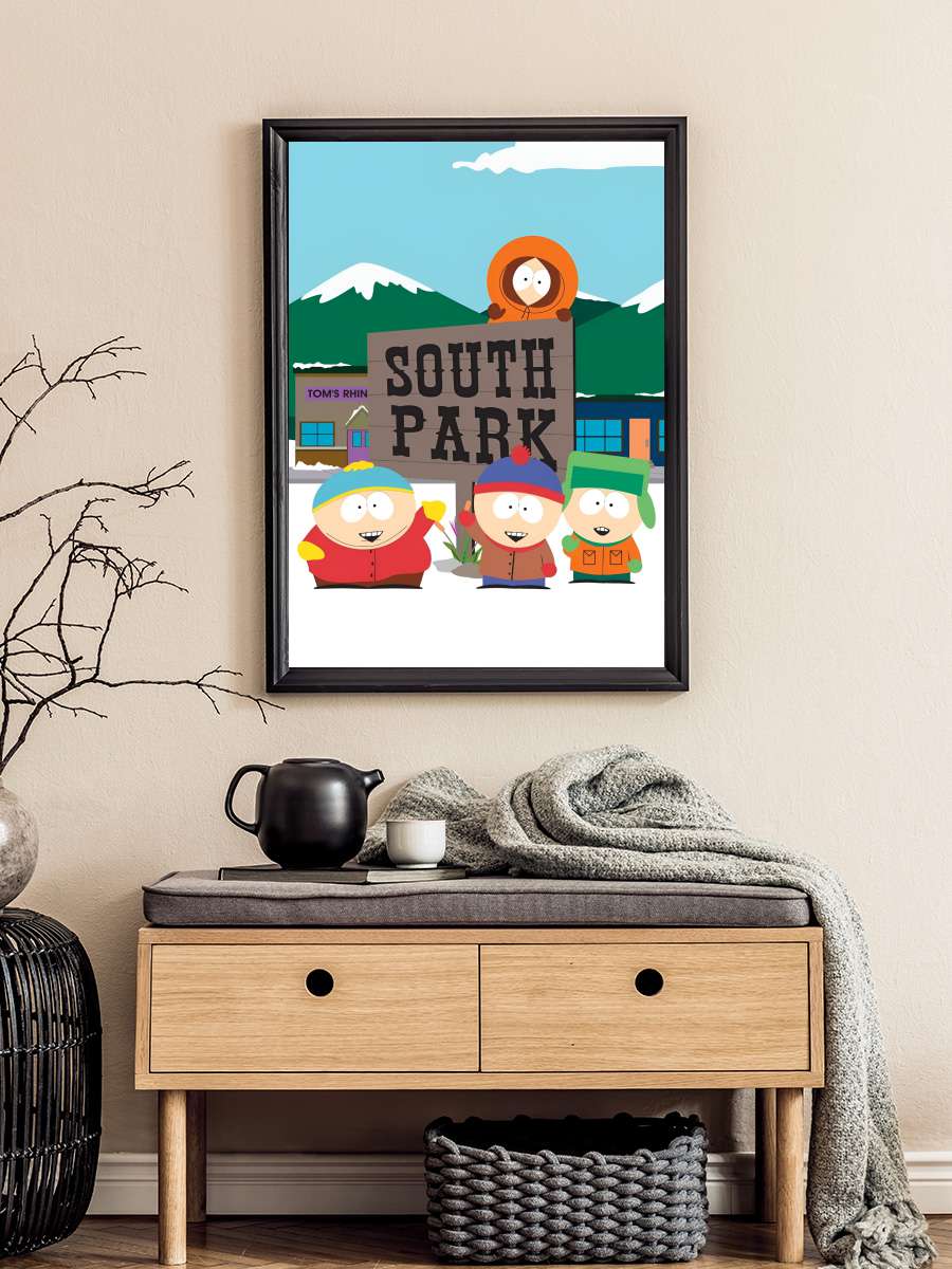 South Park Dizi Tablo Siyah Çerçeveli Dizi Poster Duvar Tablo