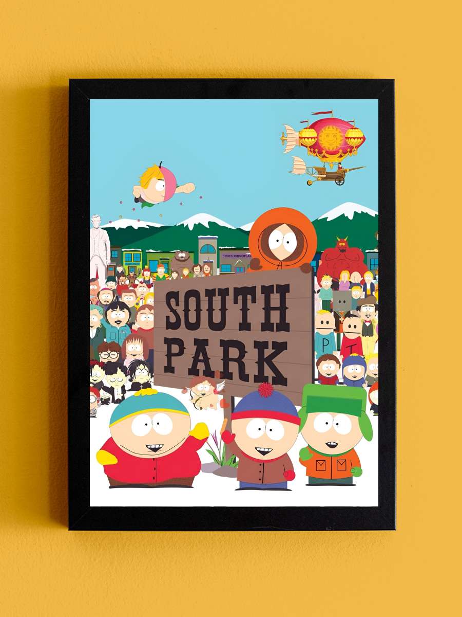 South Park Dizi Tablo Siyah Çerçeveli Dizi Poster Duvar Tablo