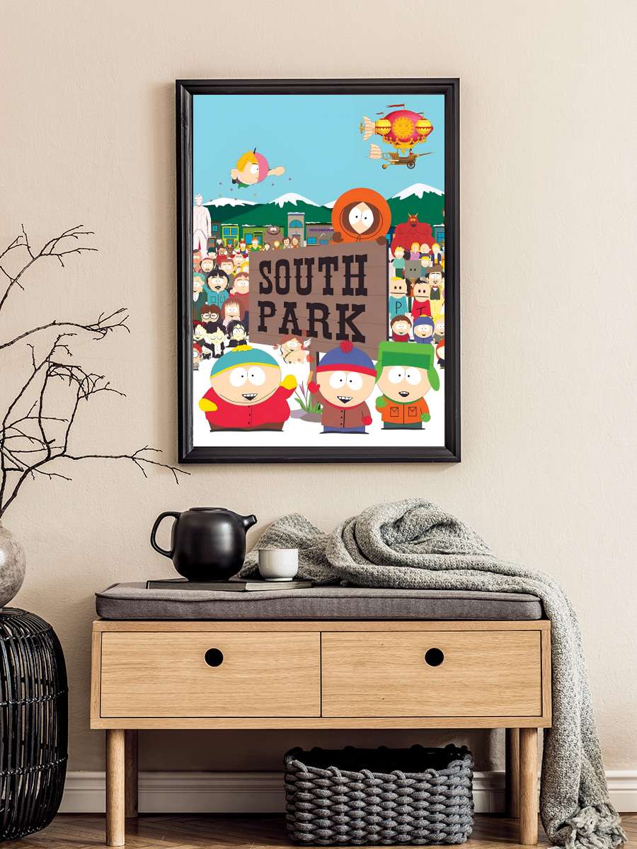 South Park Dizi Tablo Siyah Çerçeveli Dizi Poster Duvar Tablo