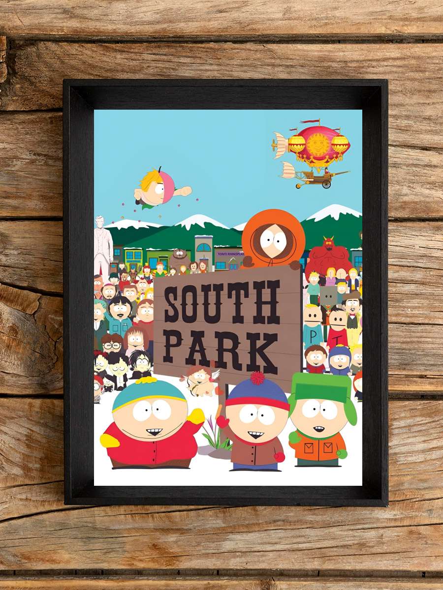 South Park Dizi Tablo Siyah Çerçeveli Dizi Poster Duvar Tablo