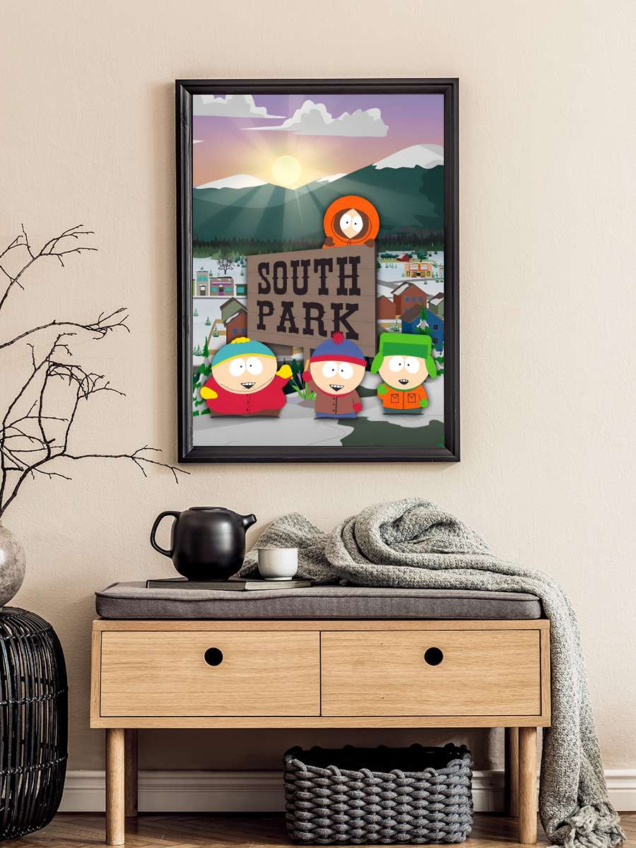 South Park Dizi Tablo Siyah Çerçeveli Dizi Poster Duvar Tablo