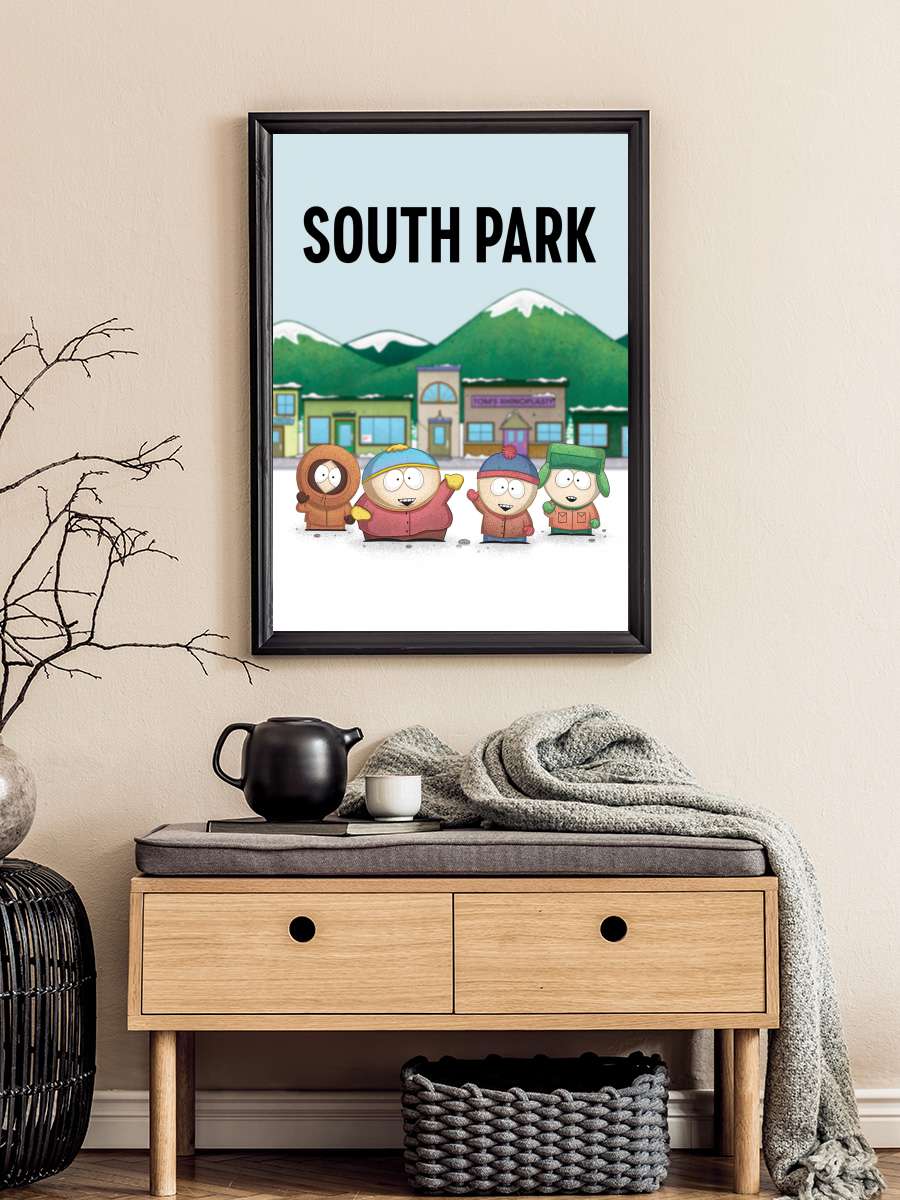 South Park Dizi Tablo Siyah Çerçeveli Dizi Poster Duvar Tablo