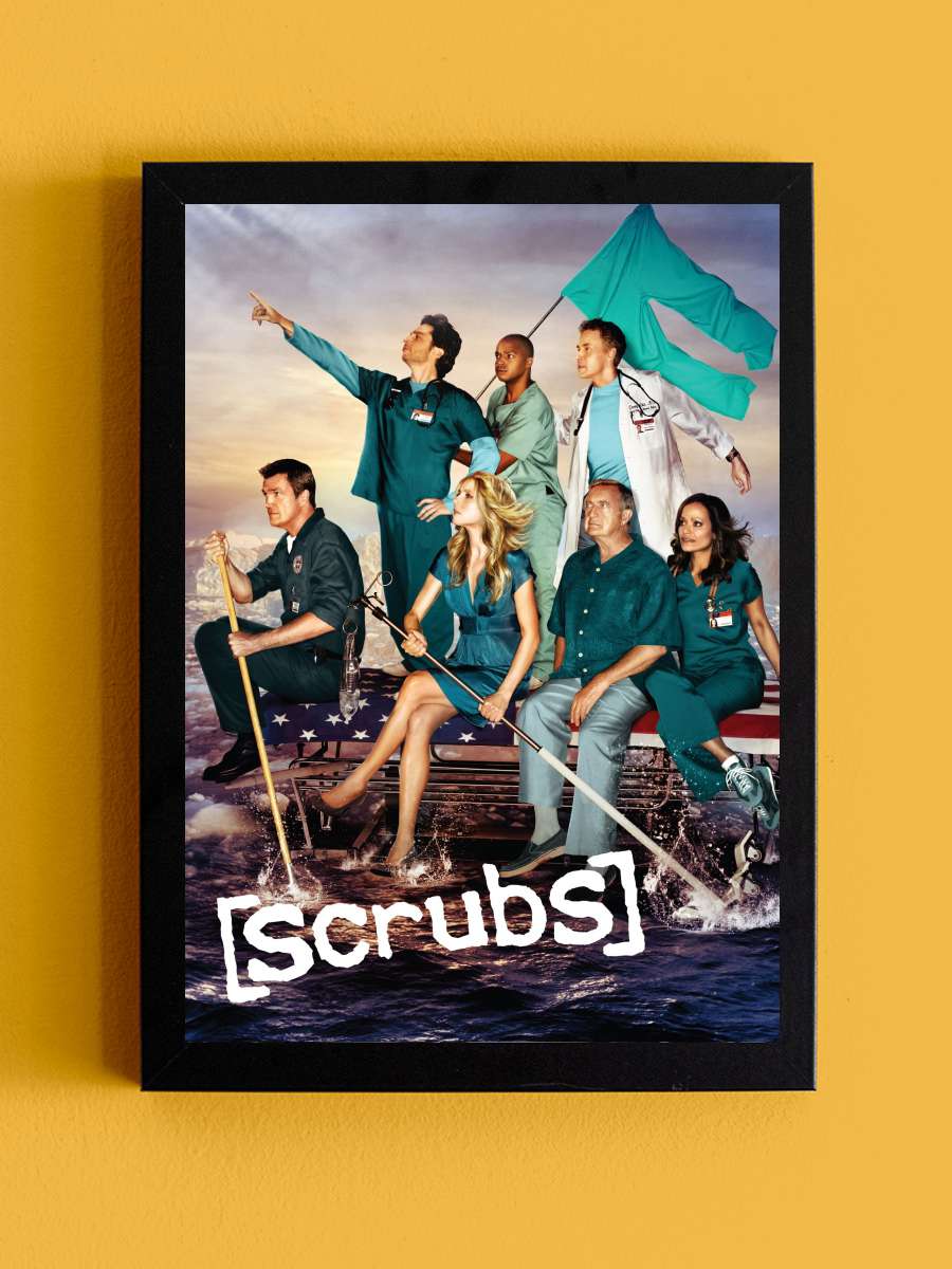 Scrubs Dizi Tablo Siyah Çerçeveli Dizi Poster Duvar Tablo