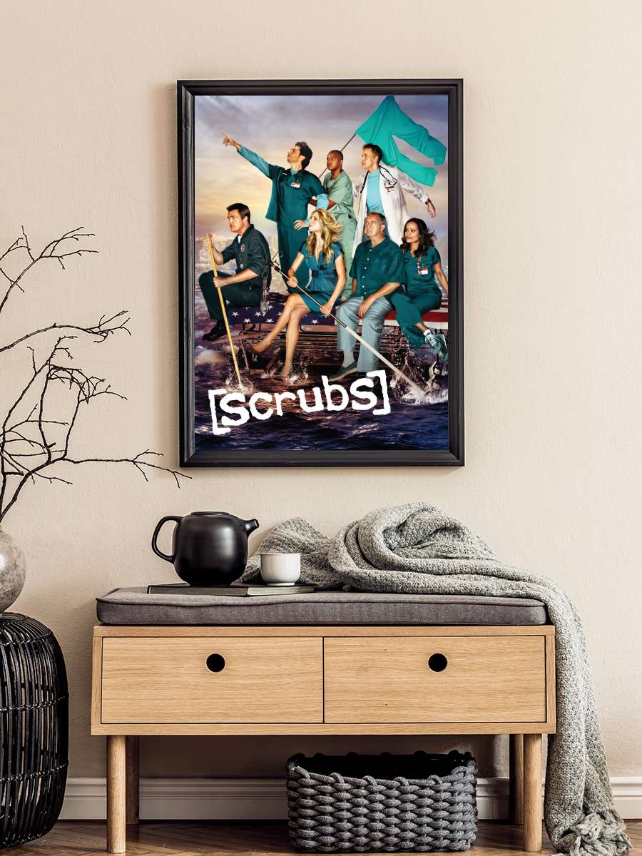 Scrubs Dizi Tablo Siyah Çerçeveli Dizi Poster Duvar Tablo