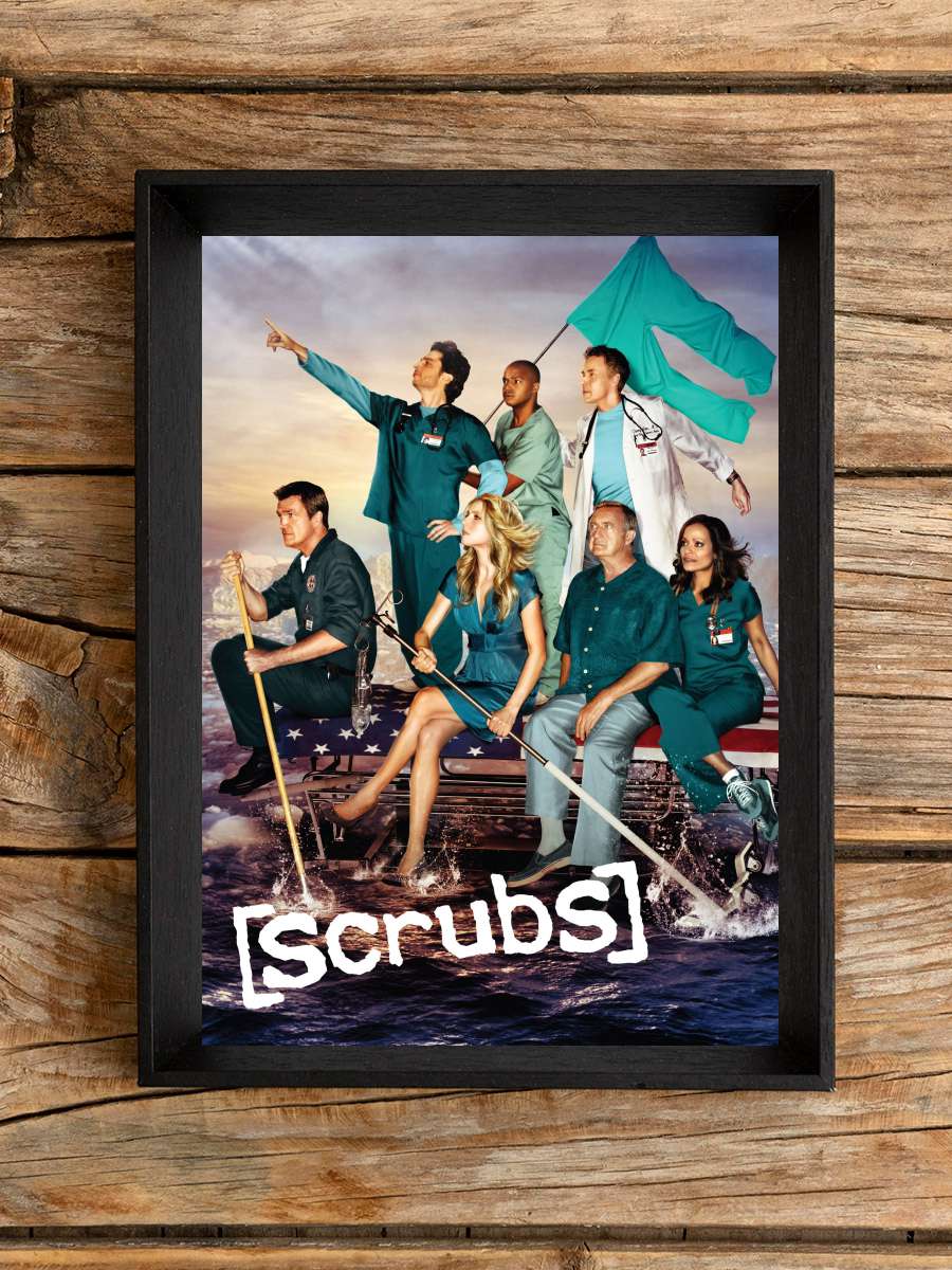 Scrubs Dizi Tablo Siyah Çerçeveli Dizi Poster Duvar Tablo