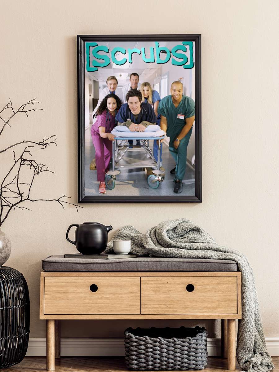 Scrubs Dizi Tablo Siyah Çerçeveli Dizi Poster Duvar Tablo