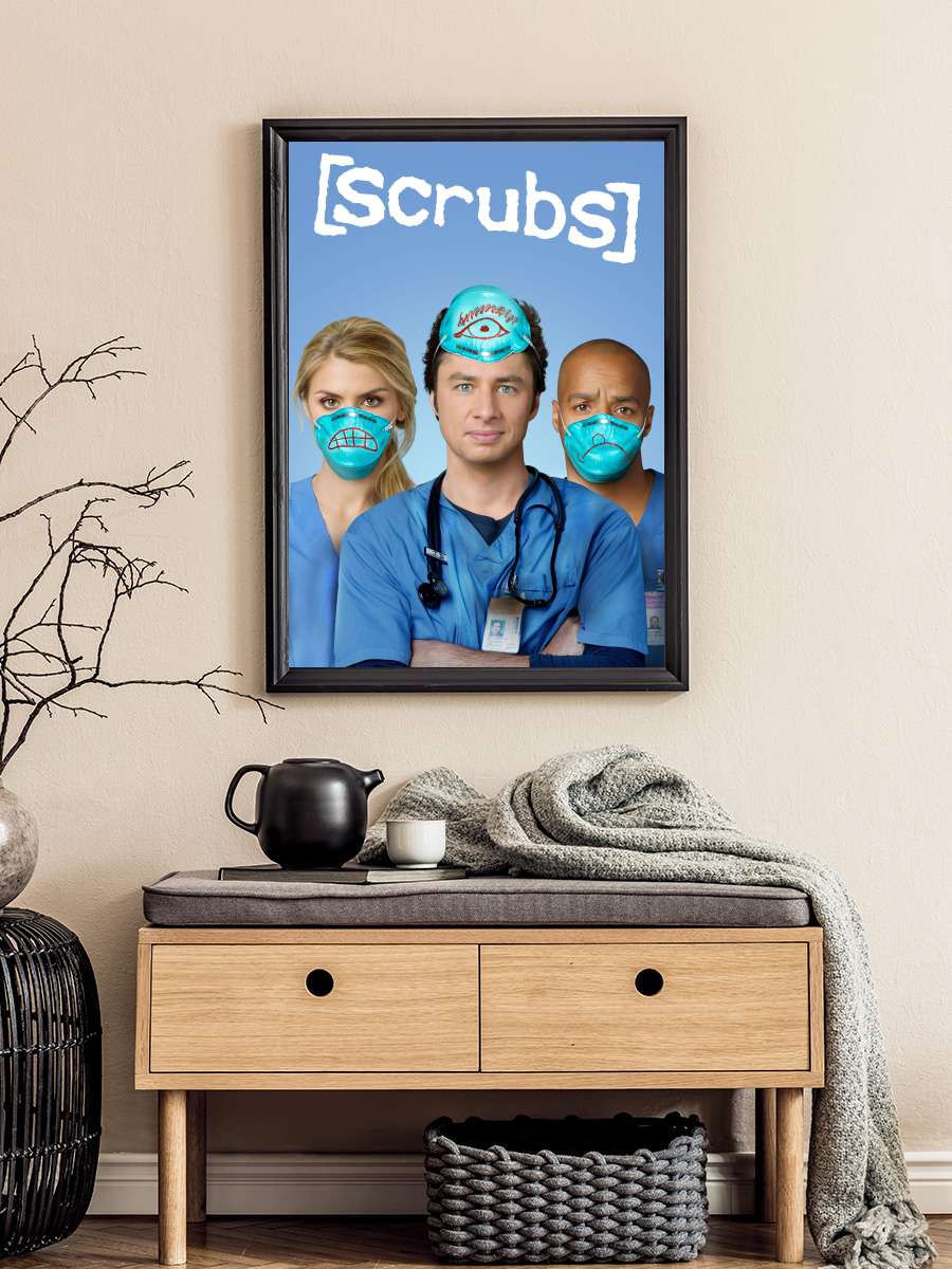 Scrubs Dizi Tablo Siyah Çerçeveli Dizi Poster Duvar Tablo