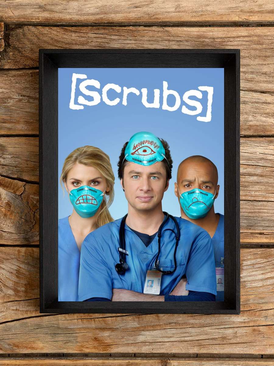 Scrubs Dizi Tablo Siyah Çerçeveli Dizi Poster Duvar Tablo