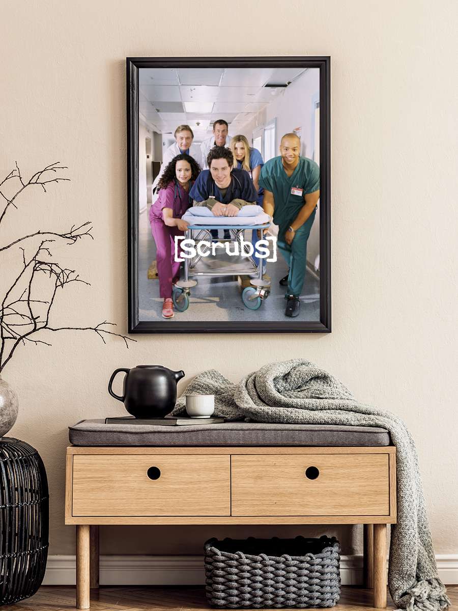 Scrubs Dizi Tablo Siyah Çerçeveli Dizi Poster Duvar Tablo