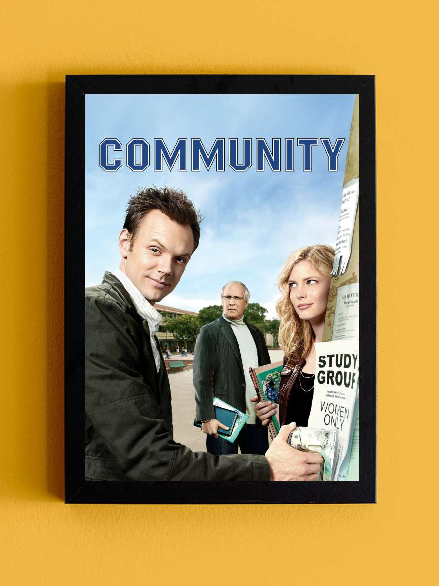 Community Dizi Tablo Siyah Çerçeveli Dizi Poster Duvar Tablo