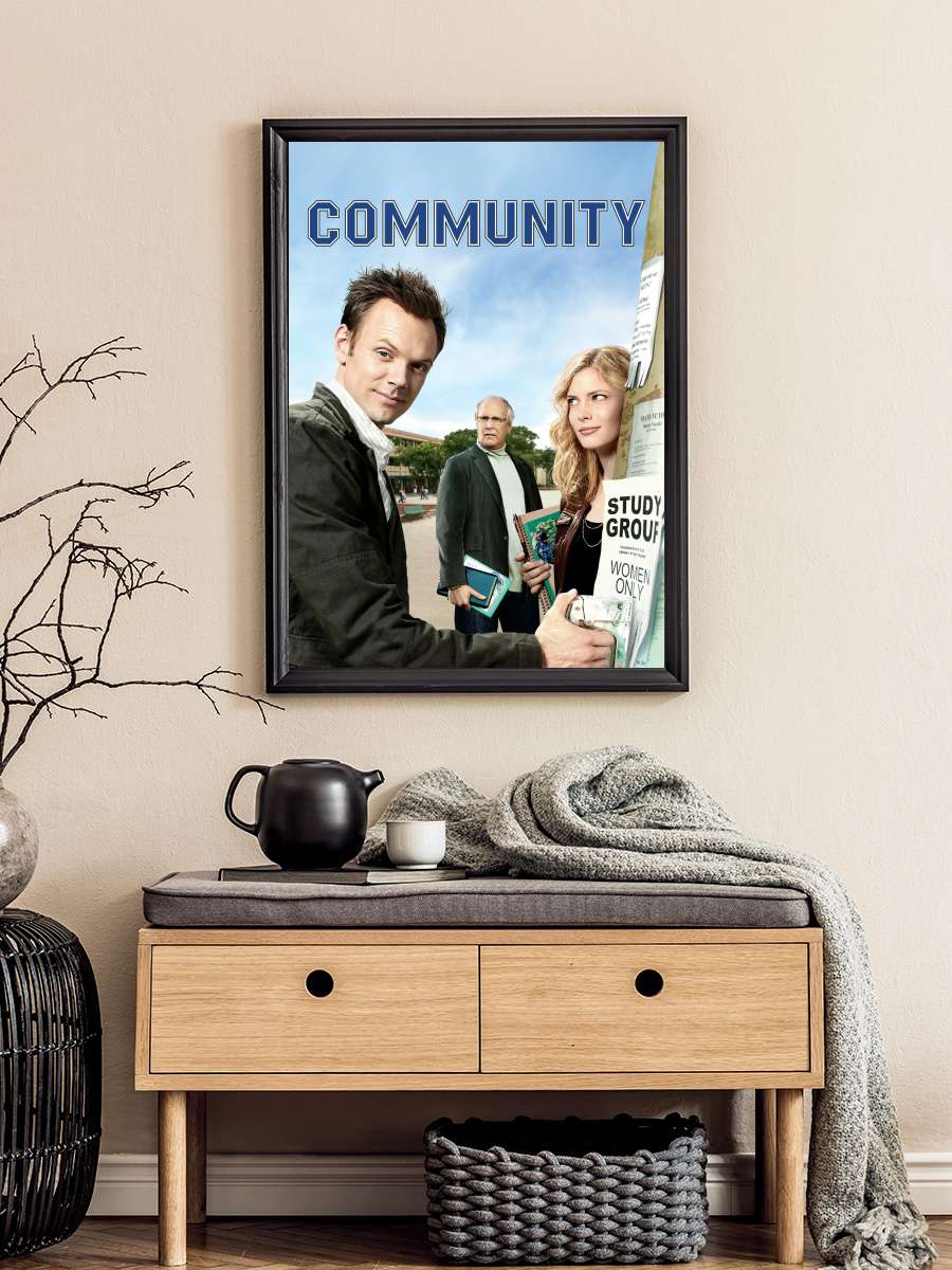 Community Dizi Tablo Siyah Çerçeveli Dizi Poster Duvar Tablo