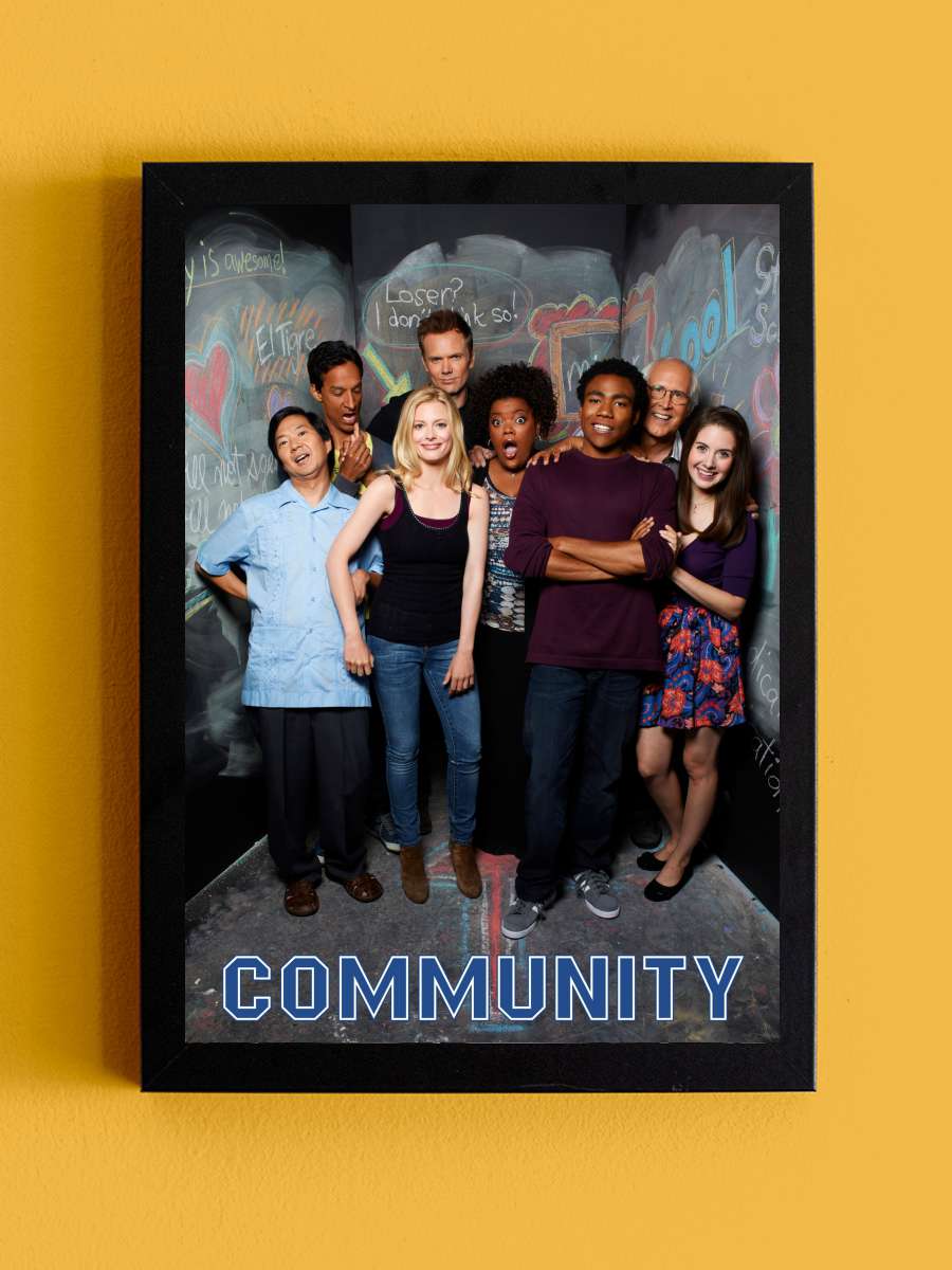 Community Dizi Tablo Siyah Çerçeveli Dizi Poster Duvar Tablo