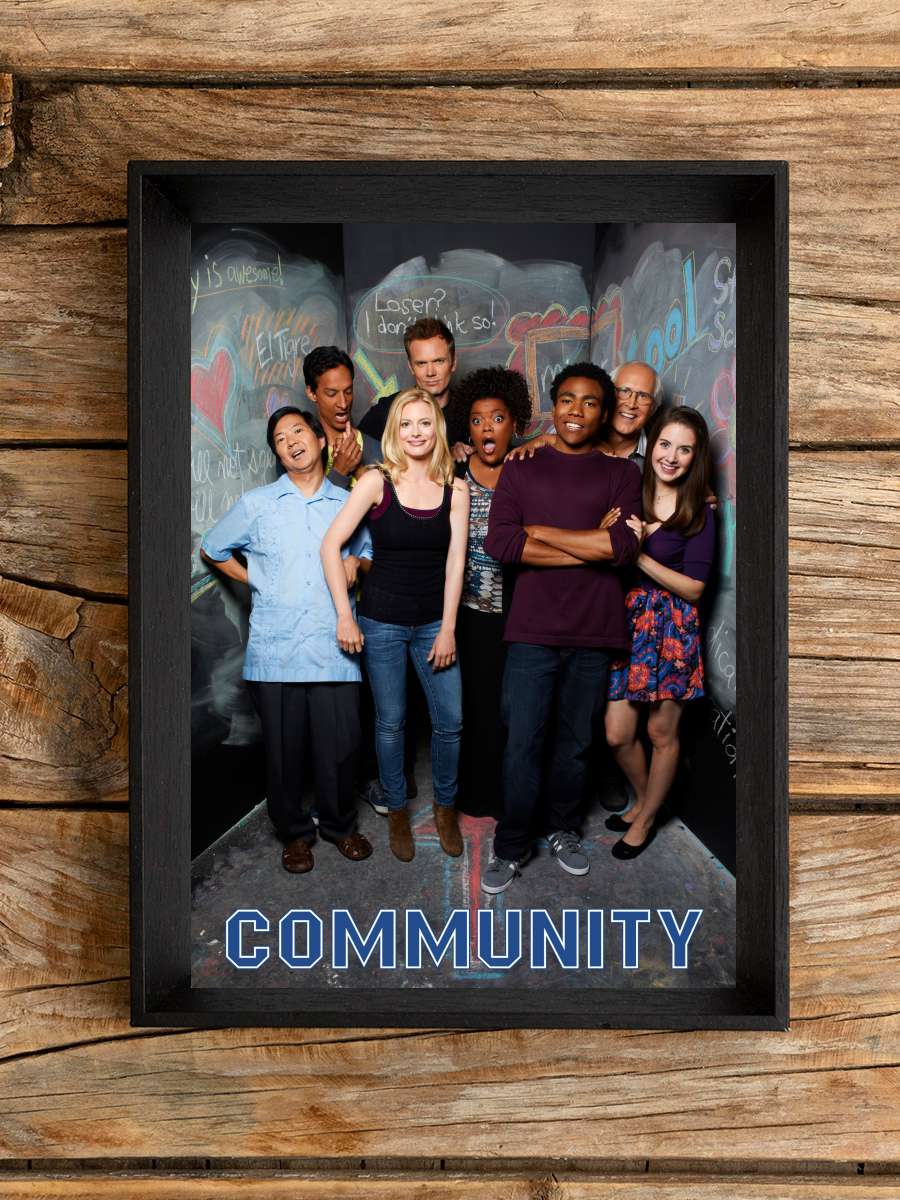 Community Dizi Tablo Siyah Çerçeveli Dizi Poster Duvar Tablo