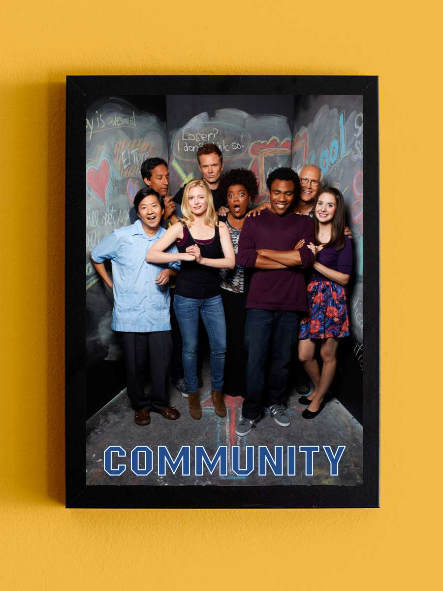 Community Dizi Tablo Siyah Çerçeveli Dizi Poster Duvar Tablo