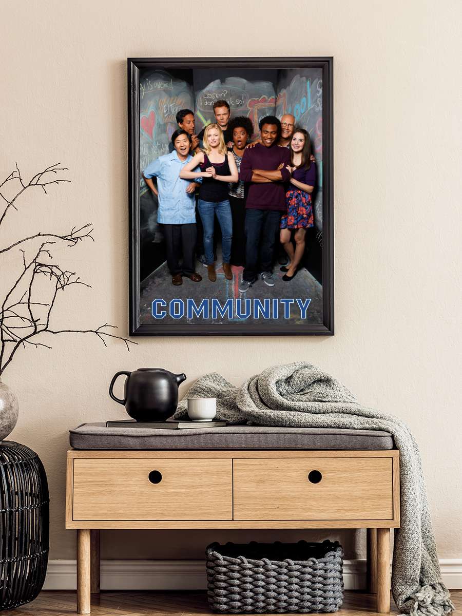 Community Dizi Tablo Siyah Çerçeveli Dizi Poster Duvar Tablo