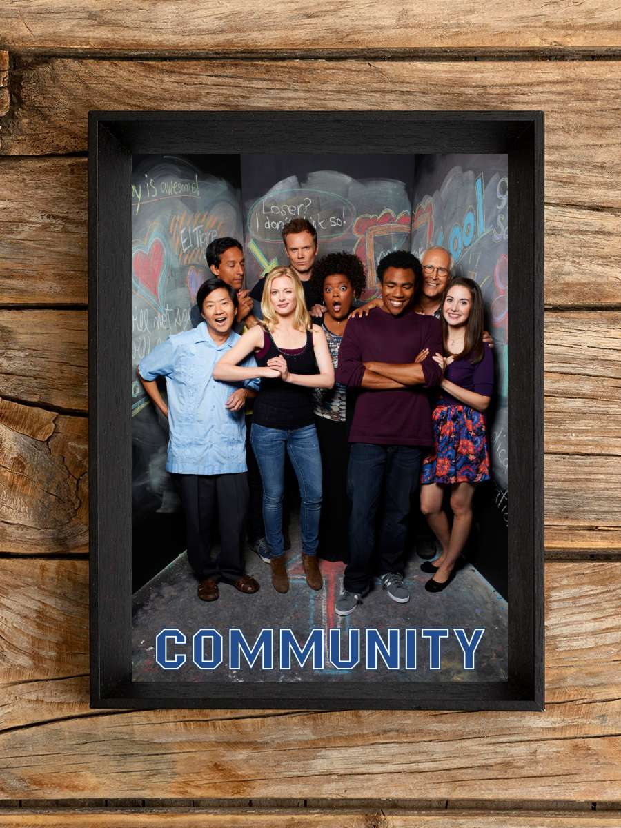 Community Dizi Tablo Siyah Çerçeveli Dizi Poster Duvar Tablo