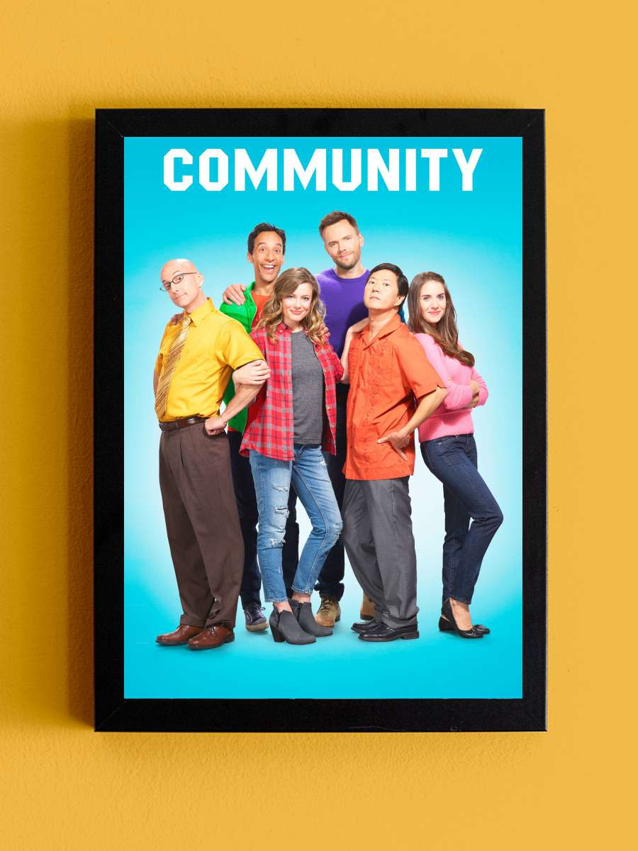 Community Dizi Tablo Siyah Çerçeveli Dizi Poster Duvar Tablo