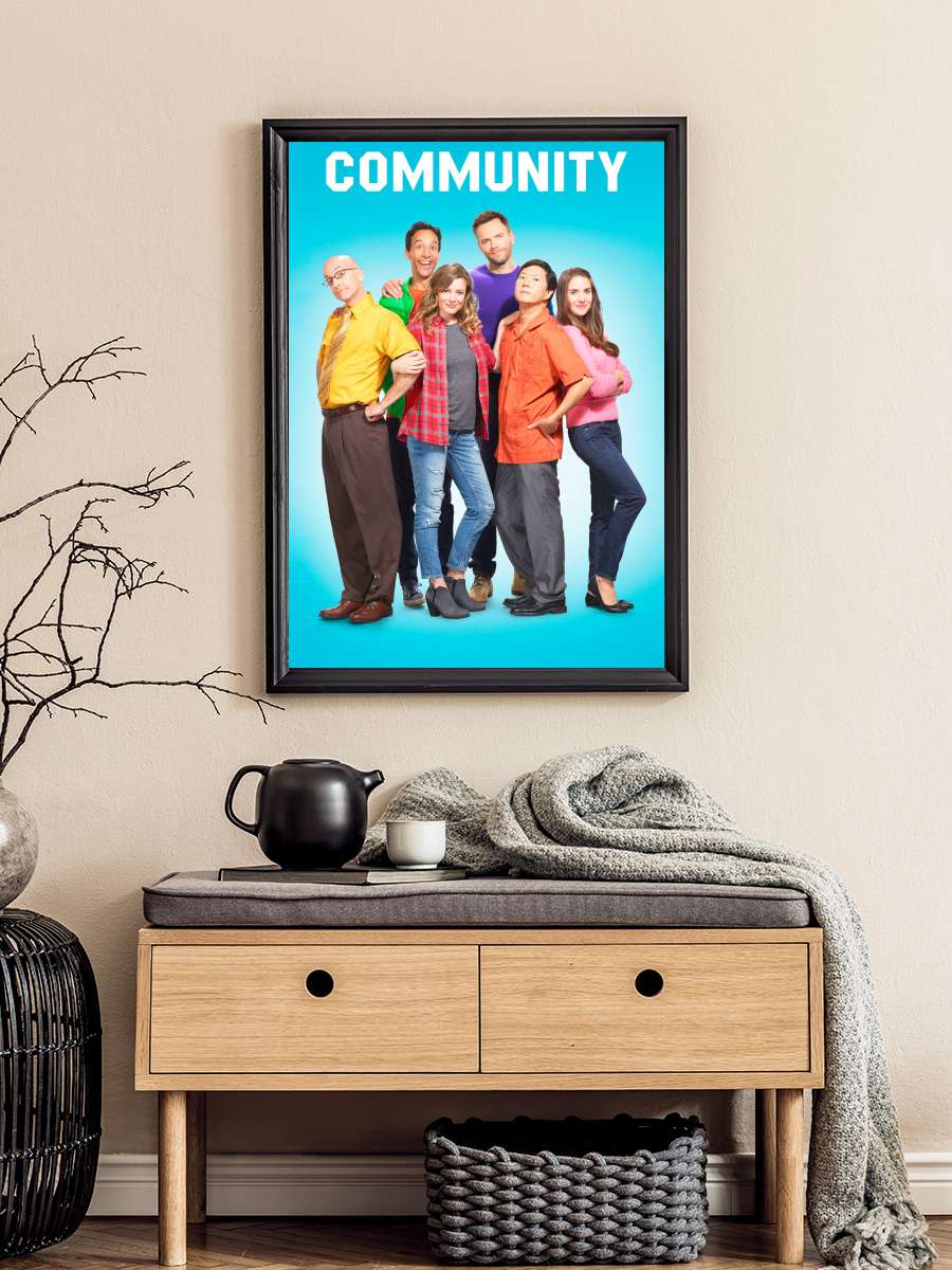 Community Dizi Tablo Siyah Çerçeveli Dizi Poster Duvar Tablo