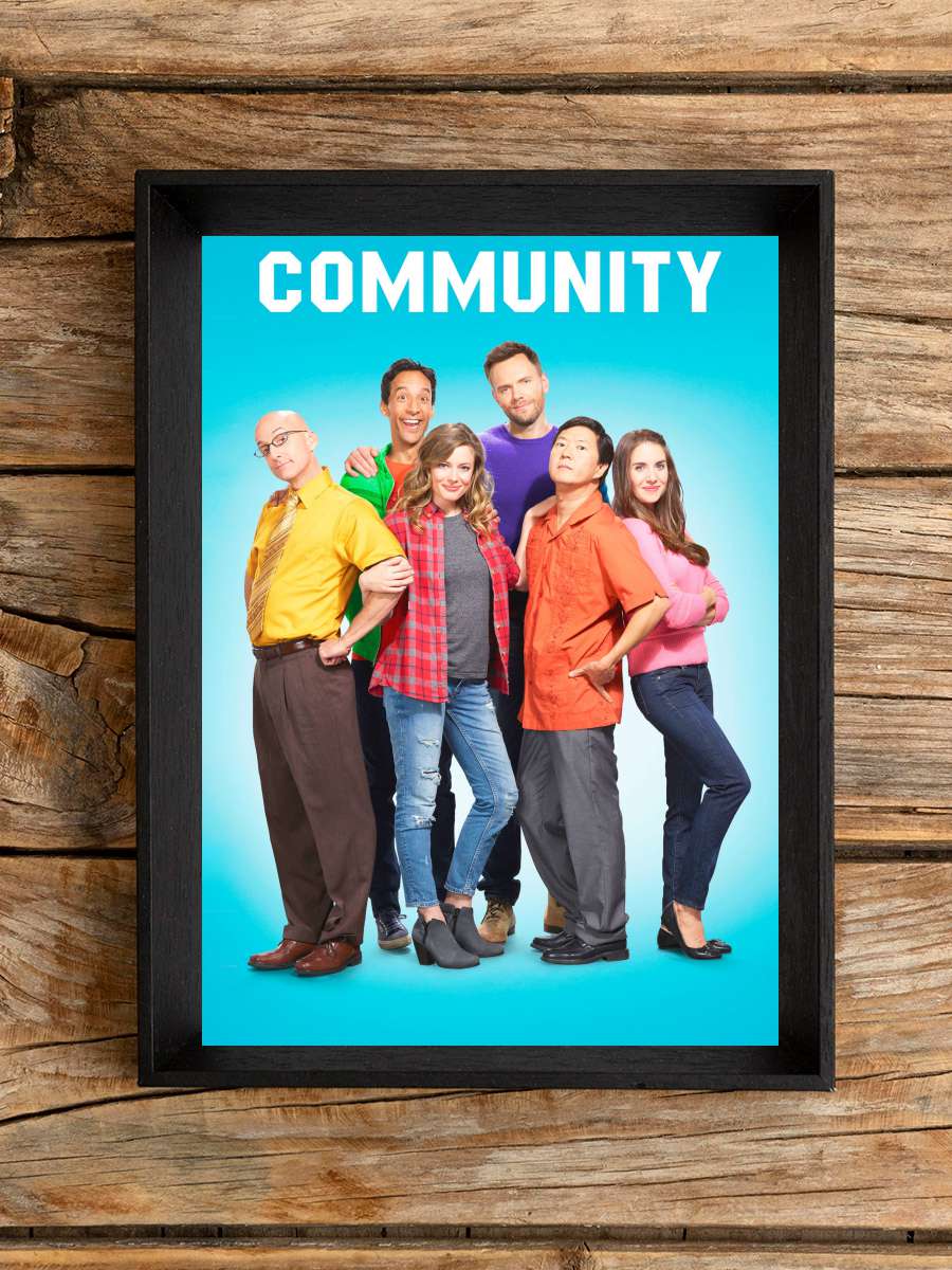 Community Dizi Tablo Siyah Çerçeveli Dizi Poster Duvar Tablo