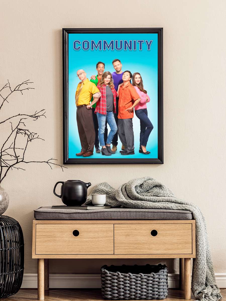 Community Dizi Tablo Siyah Çerçeveli Dizi Poster Duvar Tablo