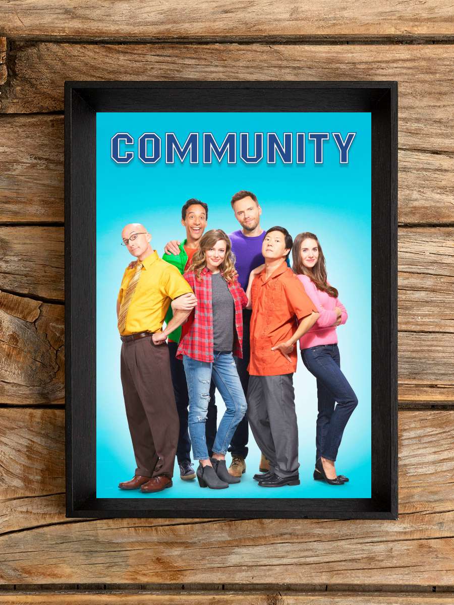 Community Dizi Tablo Siyah Çerçeveli Dizi Poster Duvar Tablo