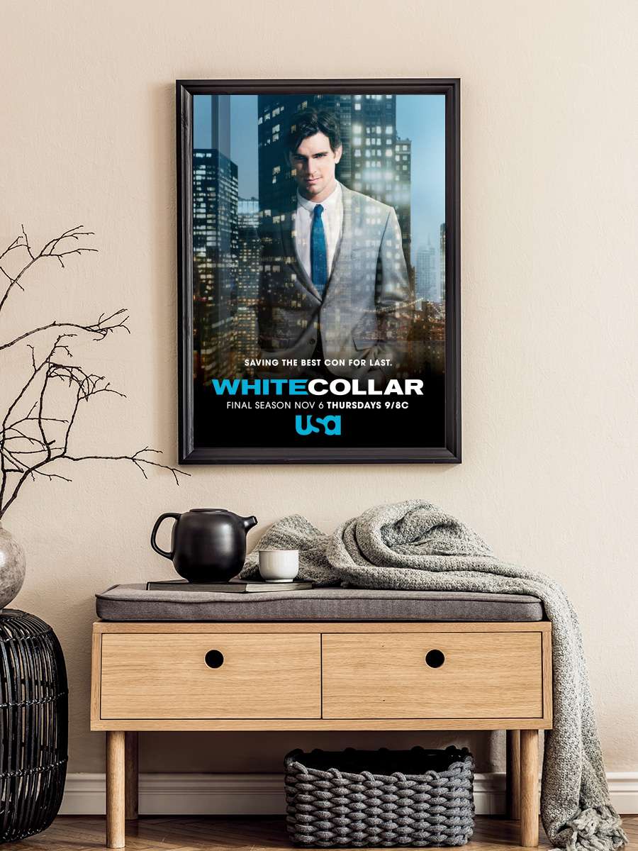 White Collar Dizi Tablo Siyah Çerçeveli Dizi Poster Duvar Tablo